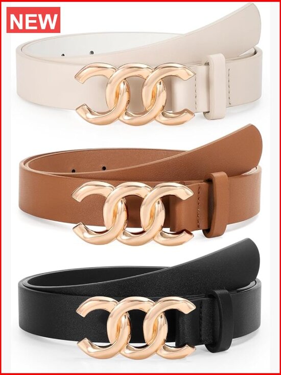 Faux Leather Belts with Gold Buckle for Jeans and Pants main image 5